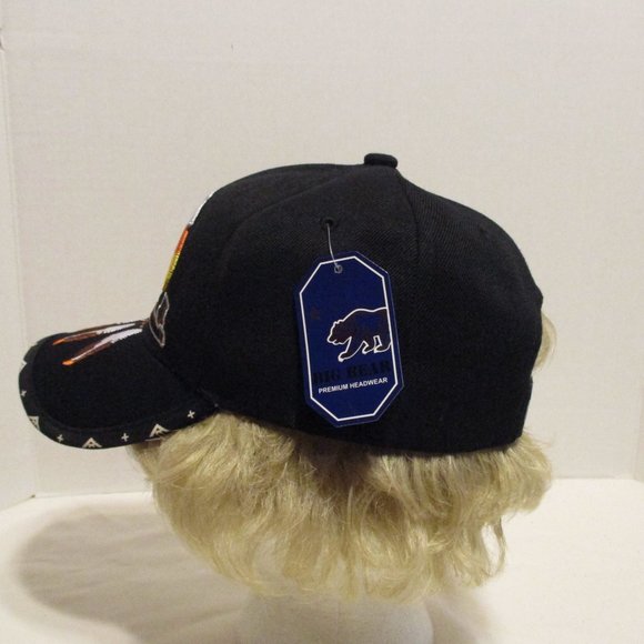 Native Pride Hat NEW 1997 Big Bear Black Yellow White Embroiderd Eagle Cap main image 6